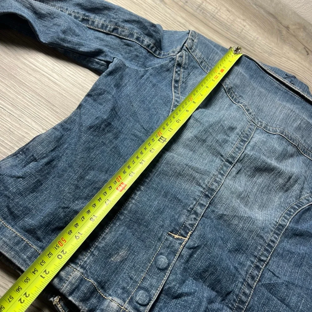 Hydraulic Denim‎ Blazer Women Large Blue Stretch Two Button Jacket Medium Wash